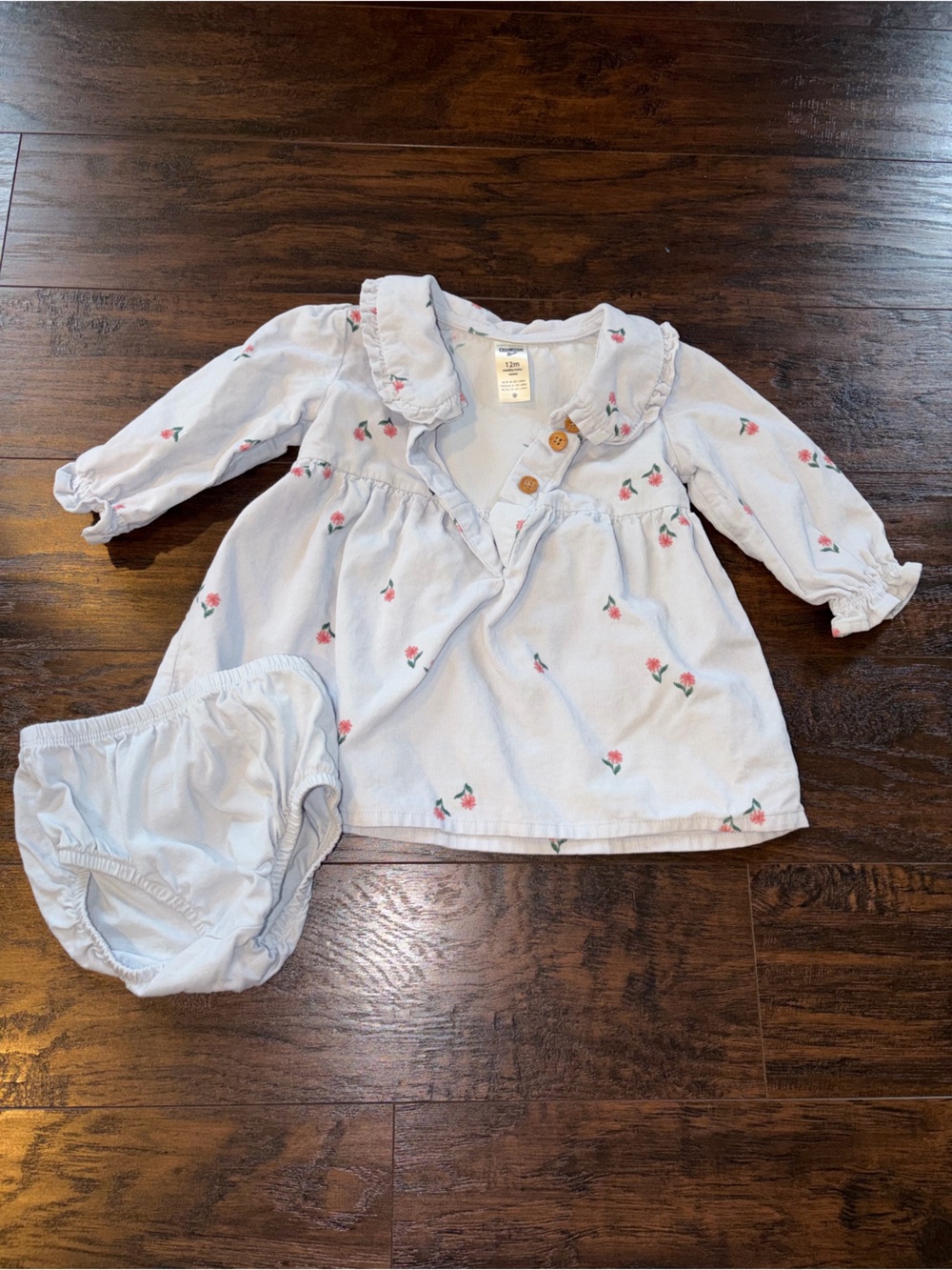 Baby Girls White Floral Dress with Matching Bloomers